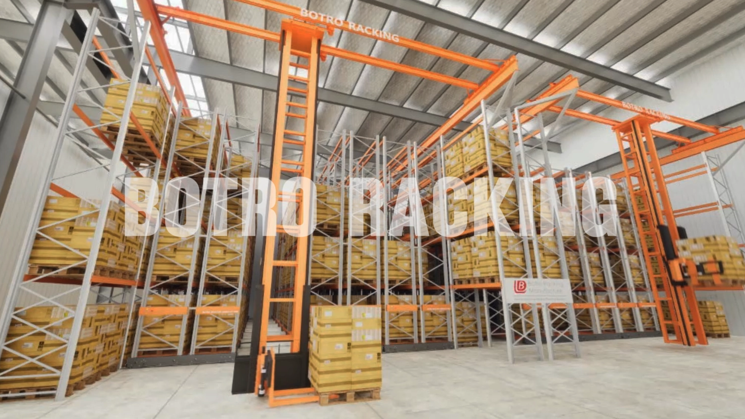 Sistema de racking móvel de guindaste no alto