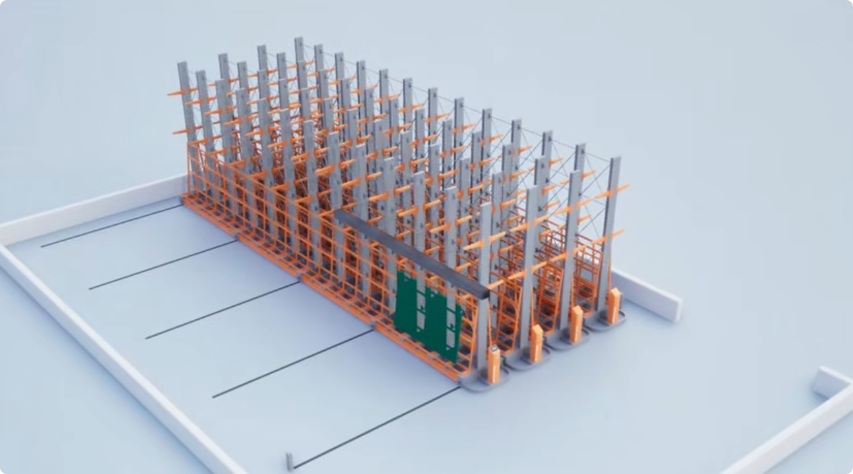 Sistema de racking cantilever móvel